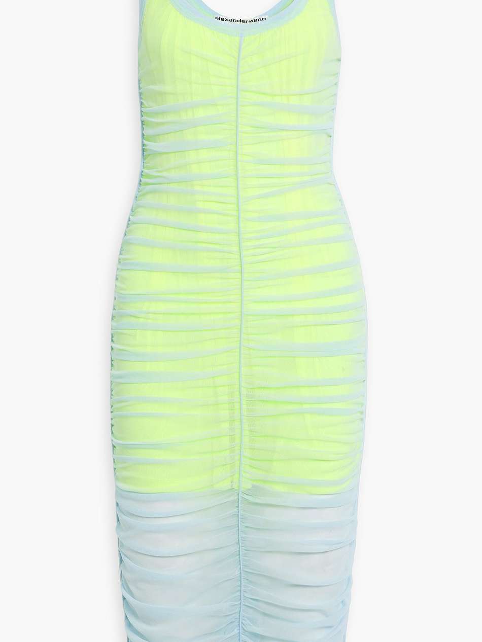 ruched stretch-mesh midi dress