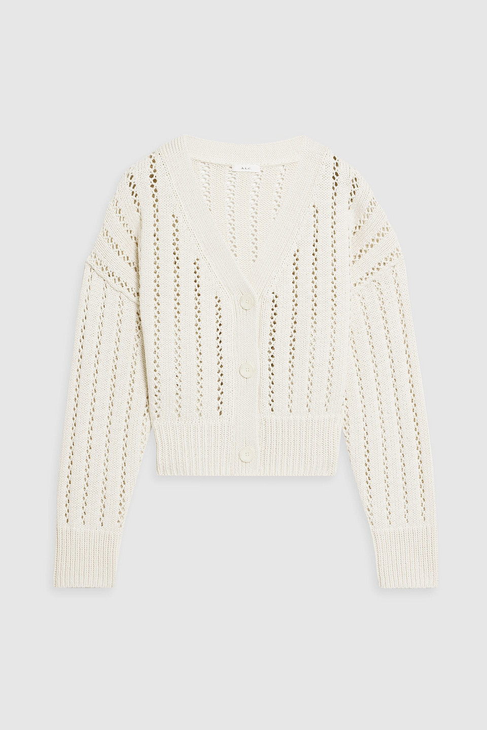 A.l.c Drew Pointelle-knit Cotton Cardigan In Ecru