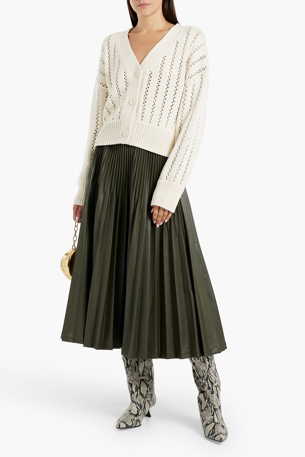 A.L.C. Drew pointelle-knit cotton cardigan