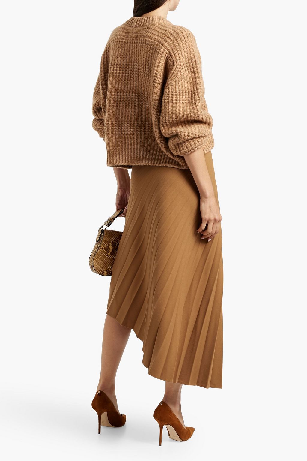 A.L.C. Tracy asymmetric pleated woven maxi skirt