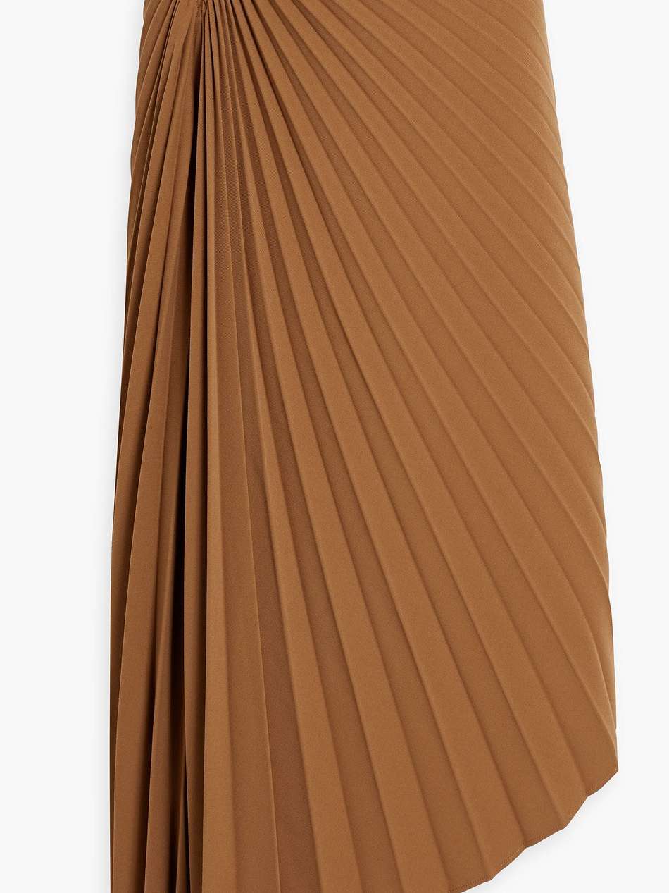 tracy asymmetric pleated woven maxi skirt