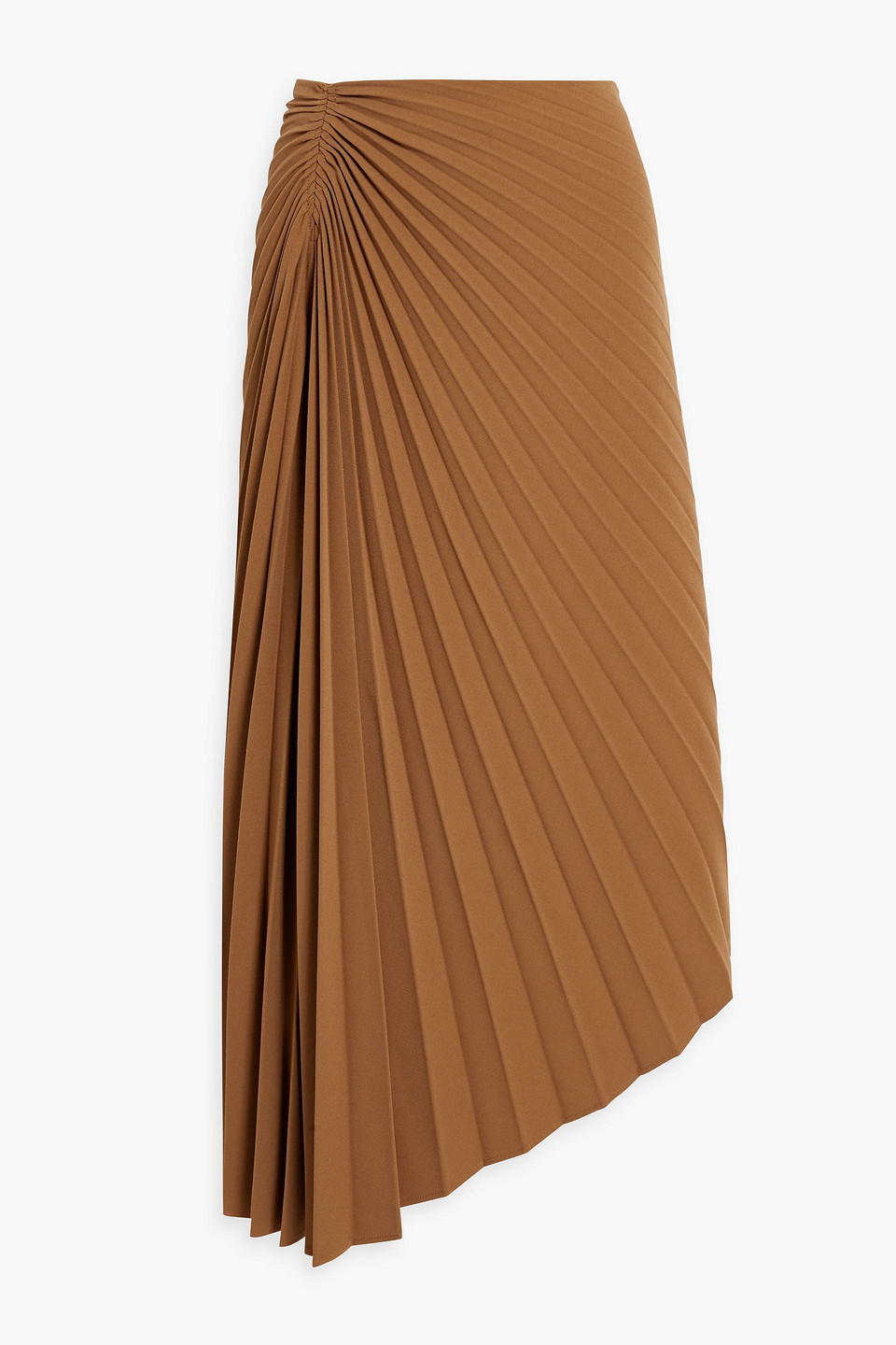 A.l.c Tracy Asymmetric Pleated Woven Maxi Skirt In Brown