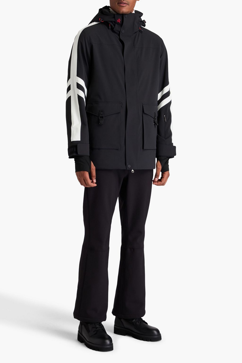 PERFECT MOMENT Gus striped shell hooded jacket