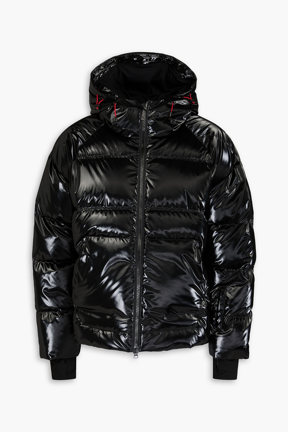 Perfect Moment Felix Quilted Glossed-shell Hooded Down Jacket In Black