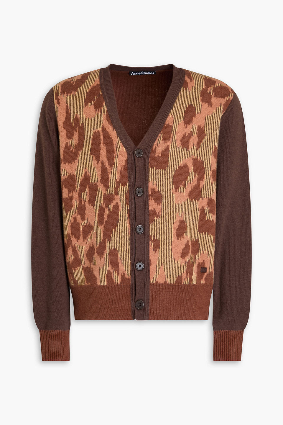 Acne Studios Ribbed Wool-jacquard Cardigan In Brown