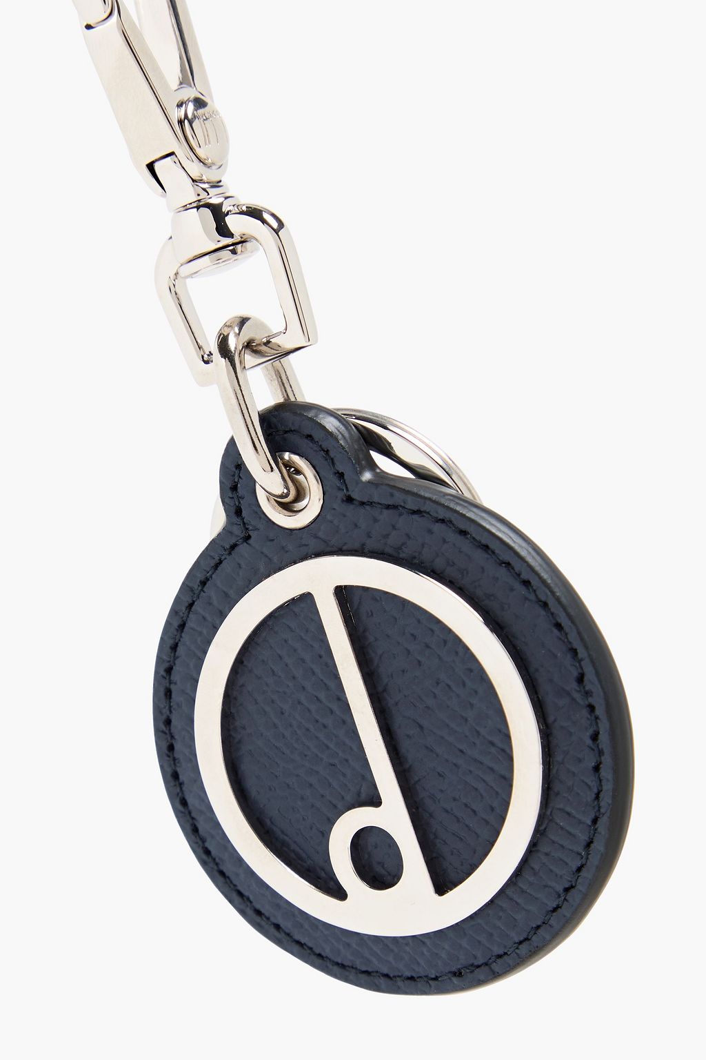 DUNHILL Silver-tone and pebbled-leather keychain