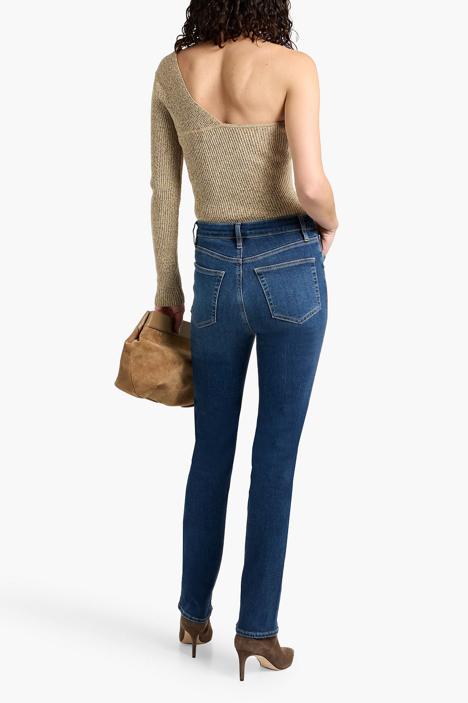 Frame The Ruler Crop High-rise Straight-leg Jeans In Blue