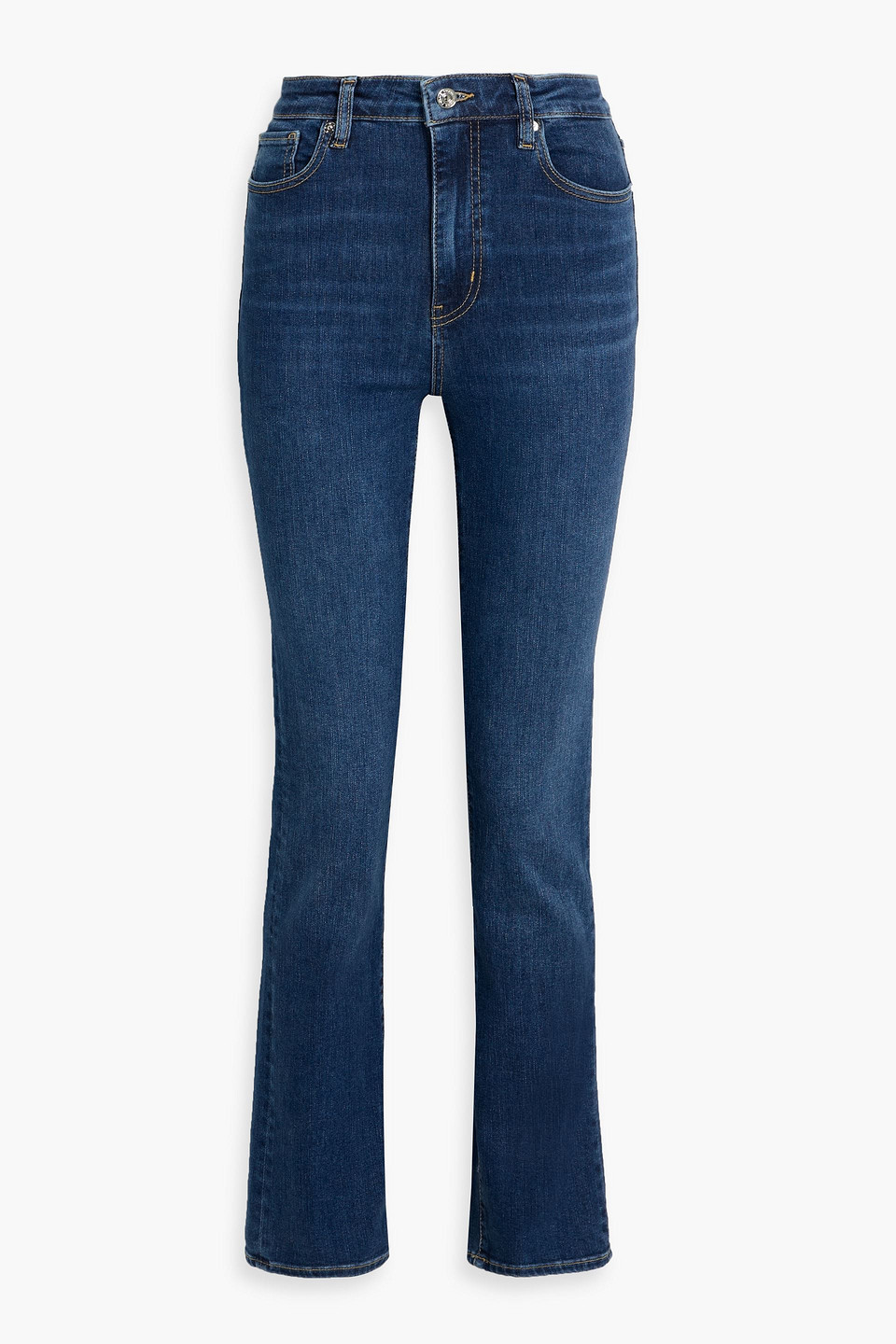 Frame The Ruler Crop High-rise Straight-leg Jeans In Blue