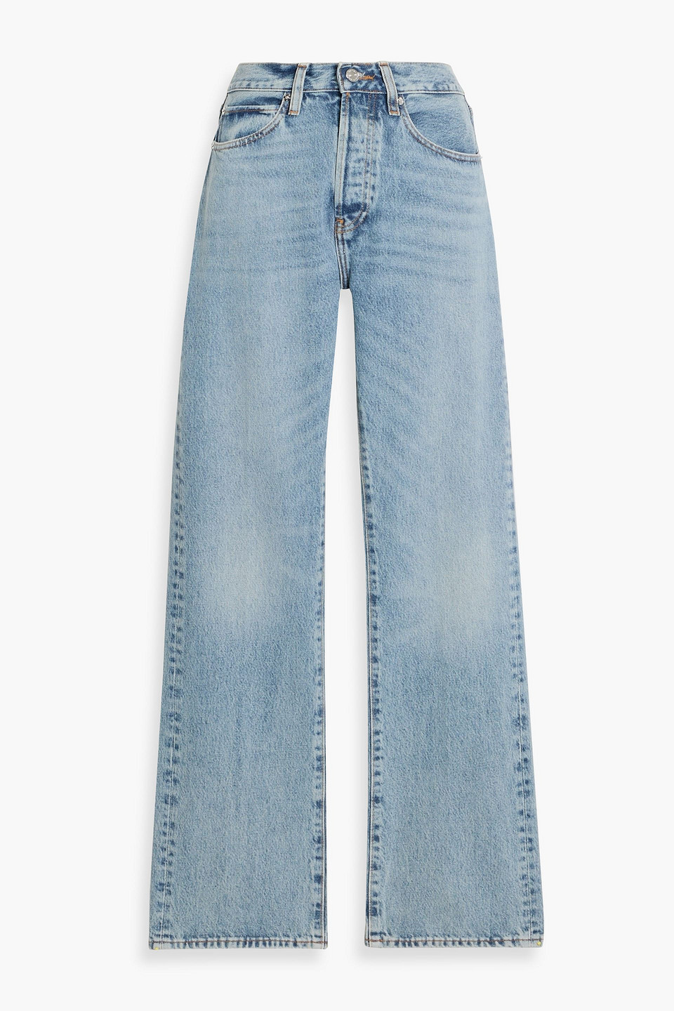 Frame The Vertical High-rise Straight-leg Jeans In Blue