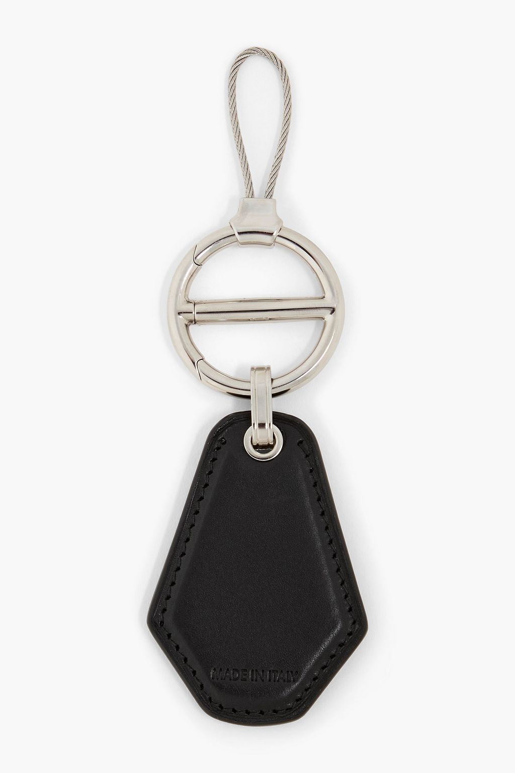 DUNHILL Silver-tone leather keychain