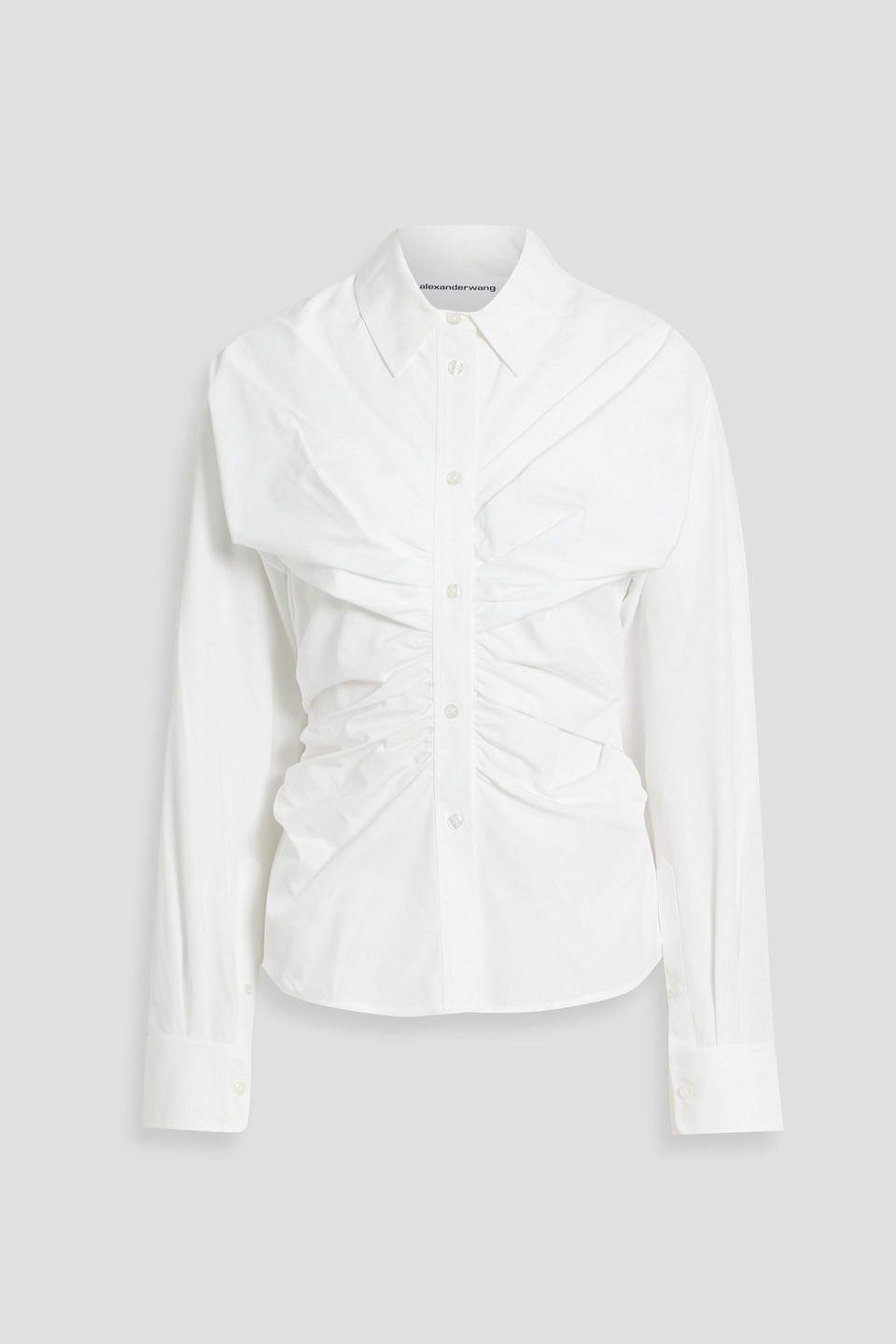 Alexander Wang Cummerbund Waist Cotton Poplin Shirt In White