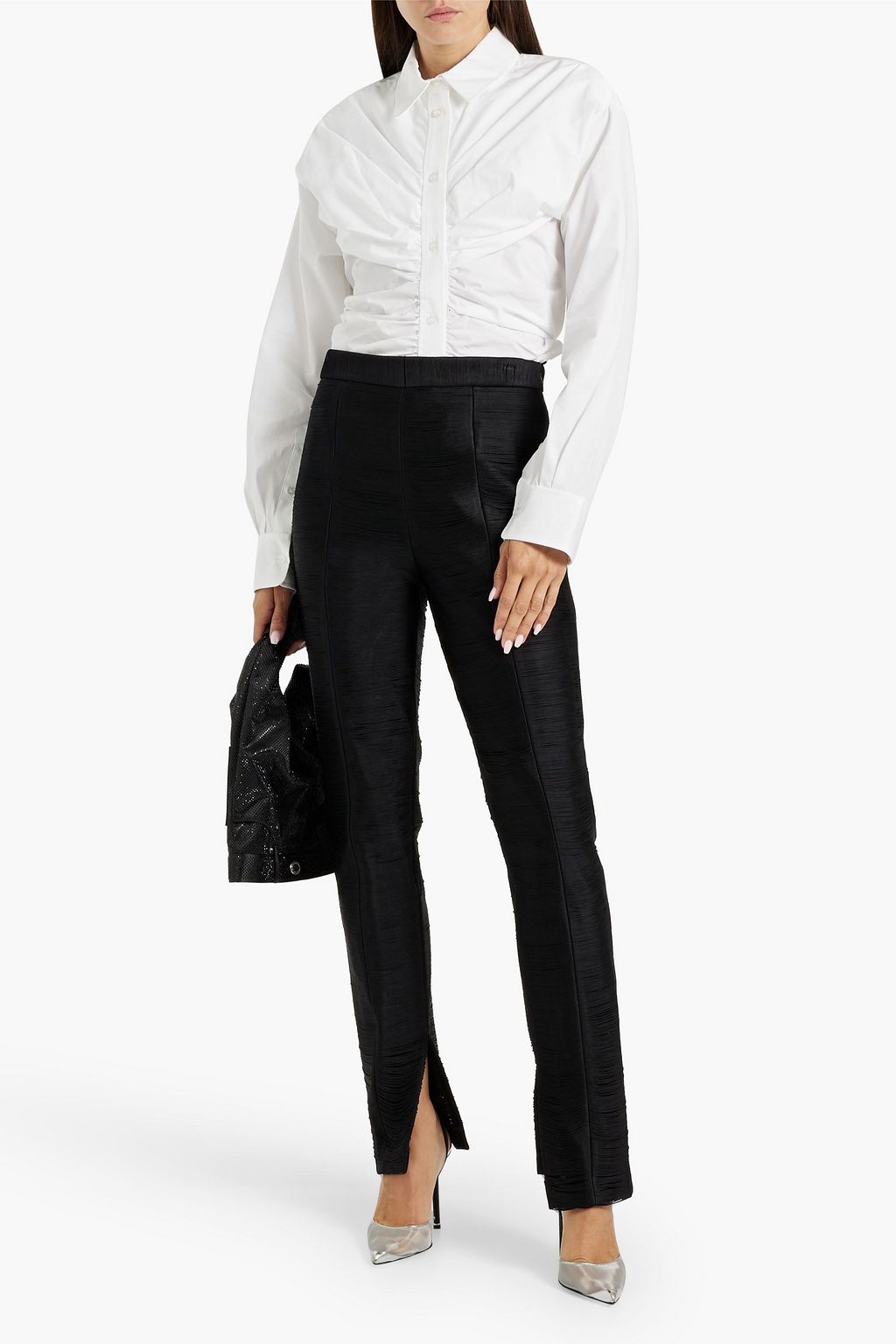 ALEXANDER WANG Pleated cotton-poplin shirt