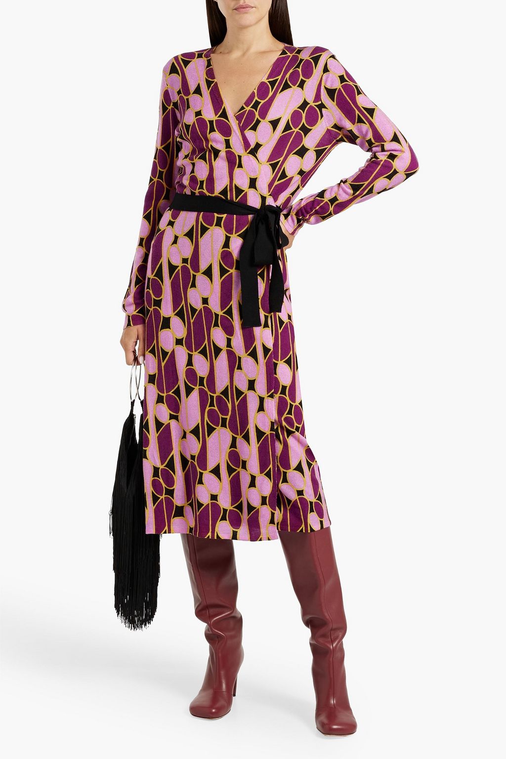 DIANE VON FURSTENBERG Luella belted printed wool midi wrap dress