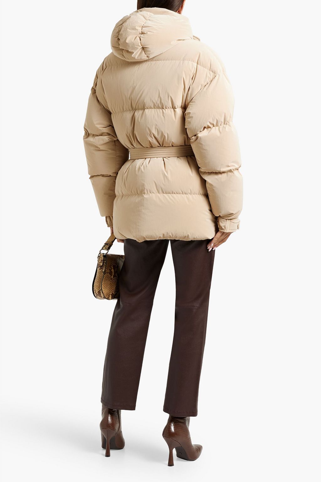 IENKI IENKI Michlin belted quilted faux leather down jacket