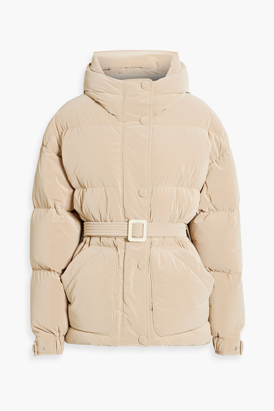 Michlin belted quilted shell hooded down jacket