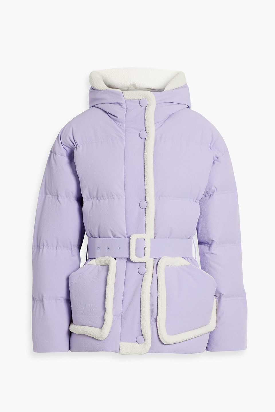 Ienki Ienki Michlin Belted Quilted Textured-shell Hooded Down Jacket In Lilac