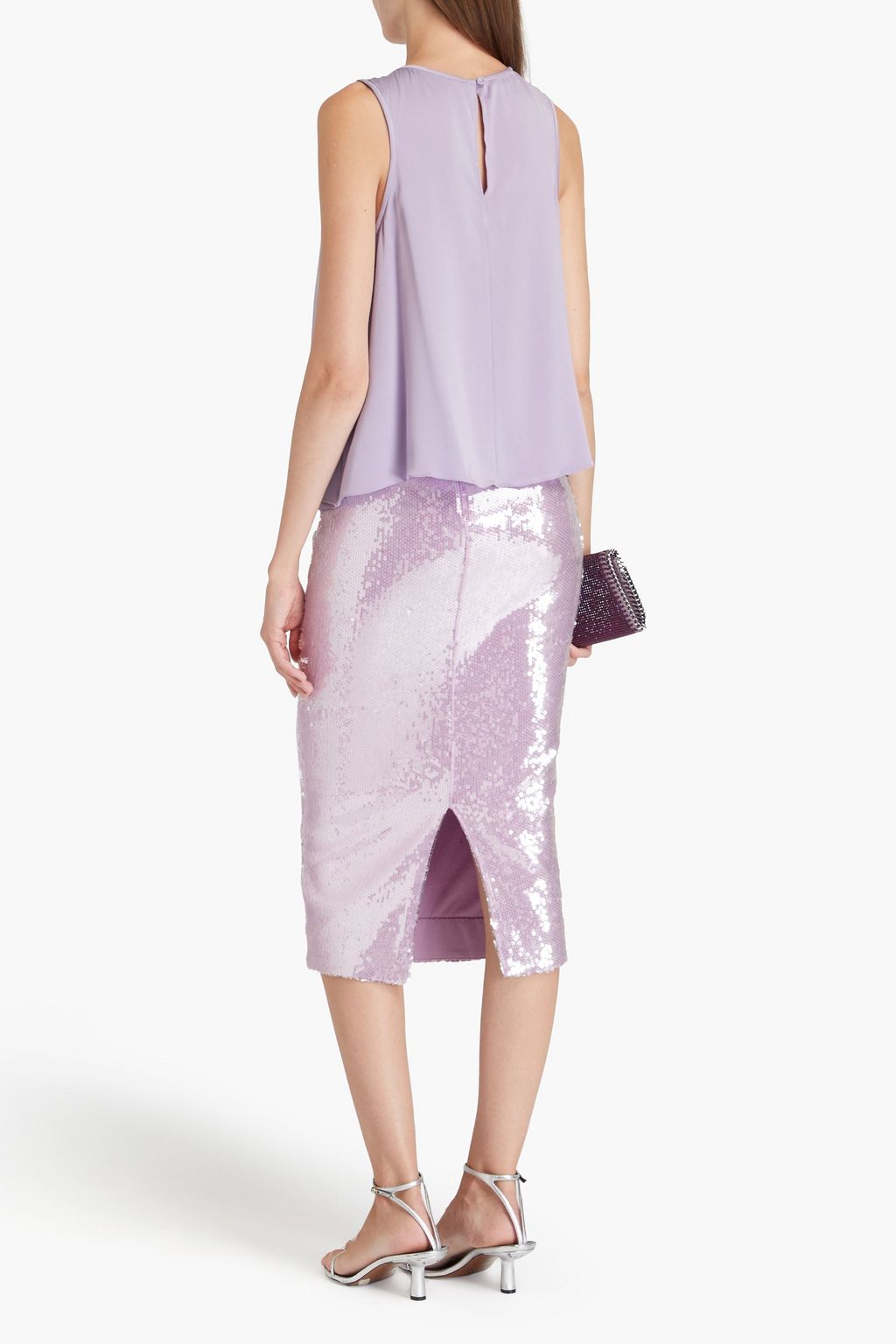 EMPORIO ARMANI Draped silk-blend crepe top