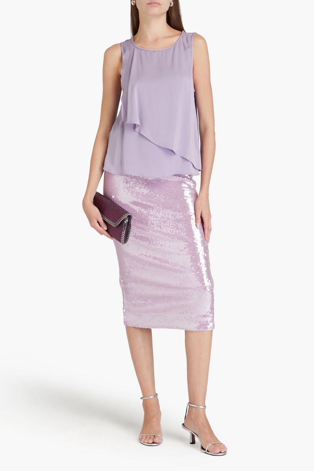 EMPORIO ARMANI Draped silk-blend crepe top