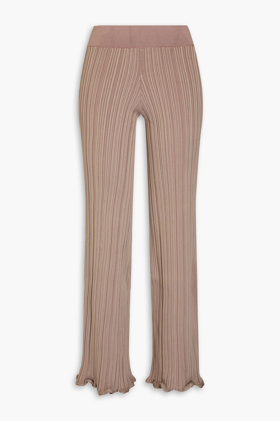 Ribbed-knit straight-leg pants