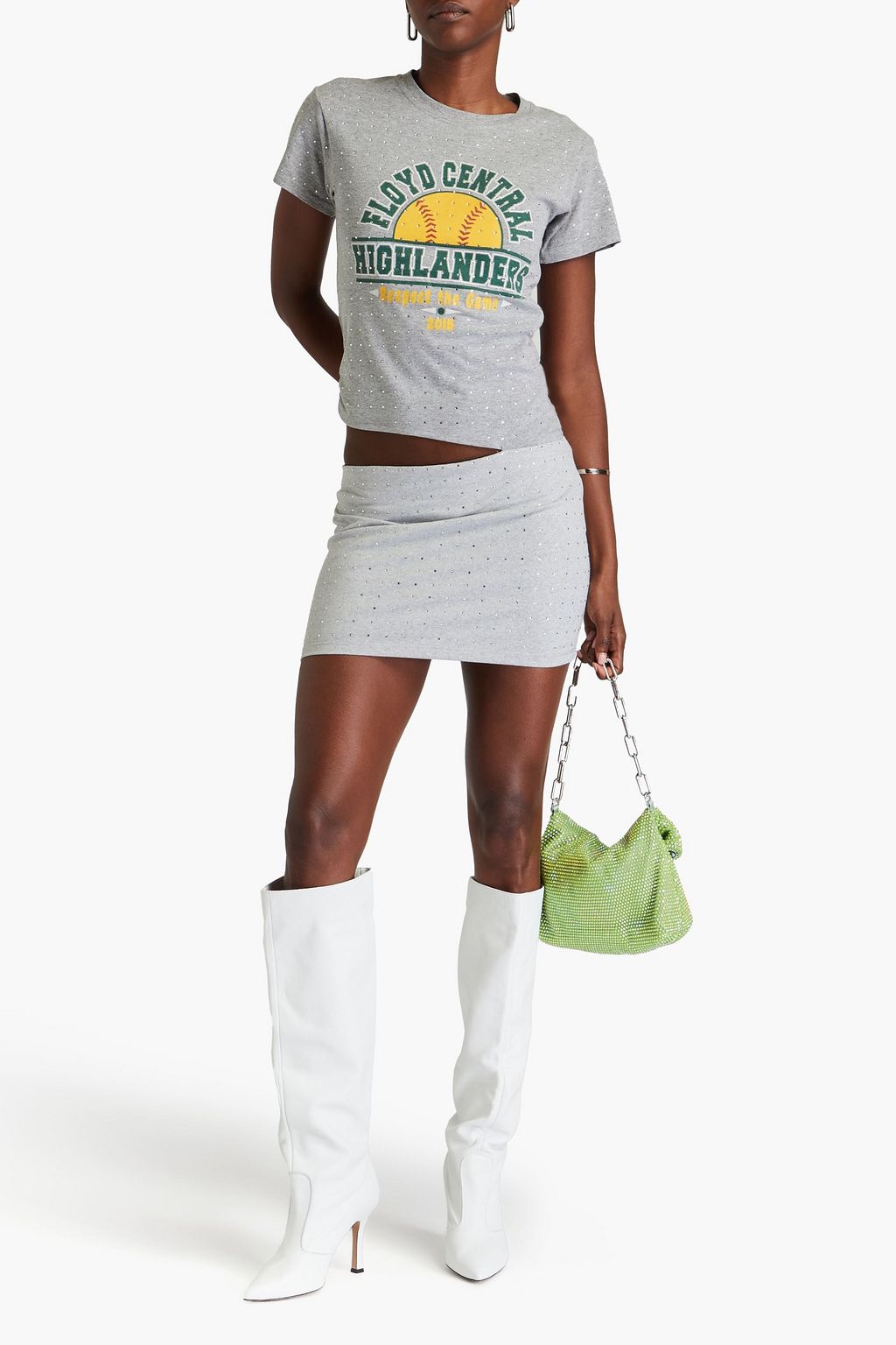 CONNER IVES Embellished printed cotton-jersey mini dress