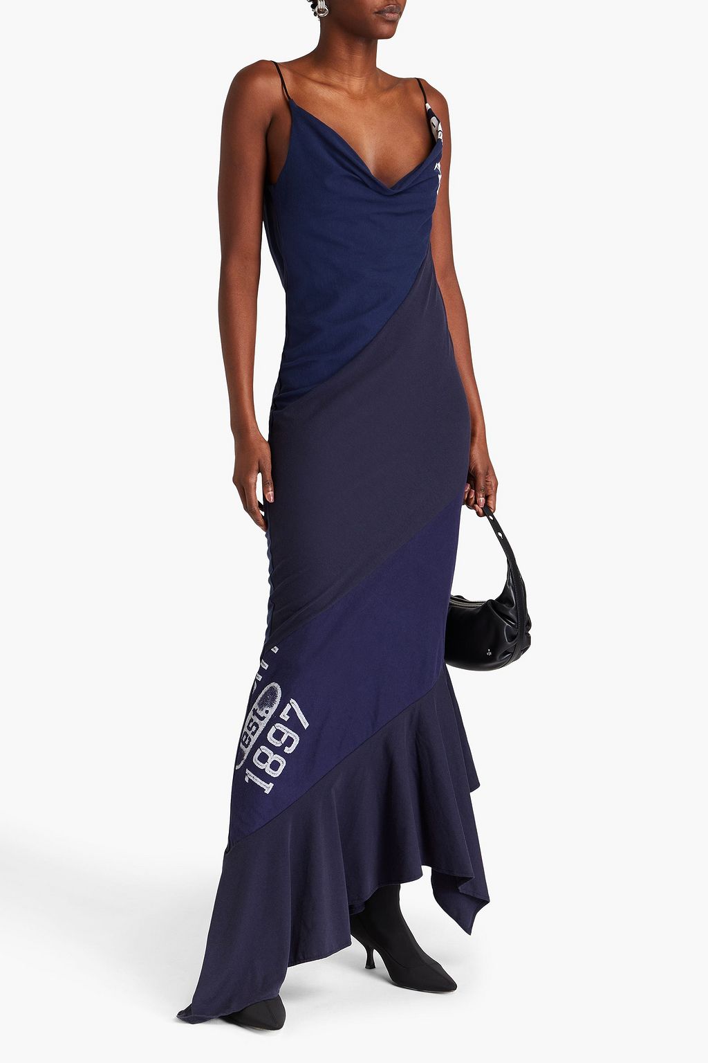 CONNER IVES Asymmetric printed cotton-jersey maxi dress