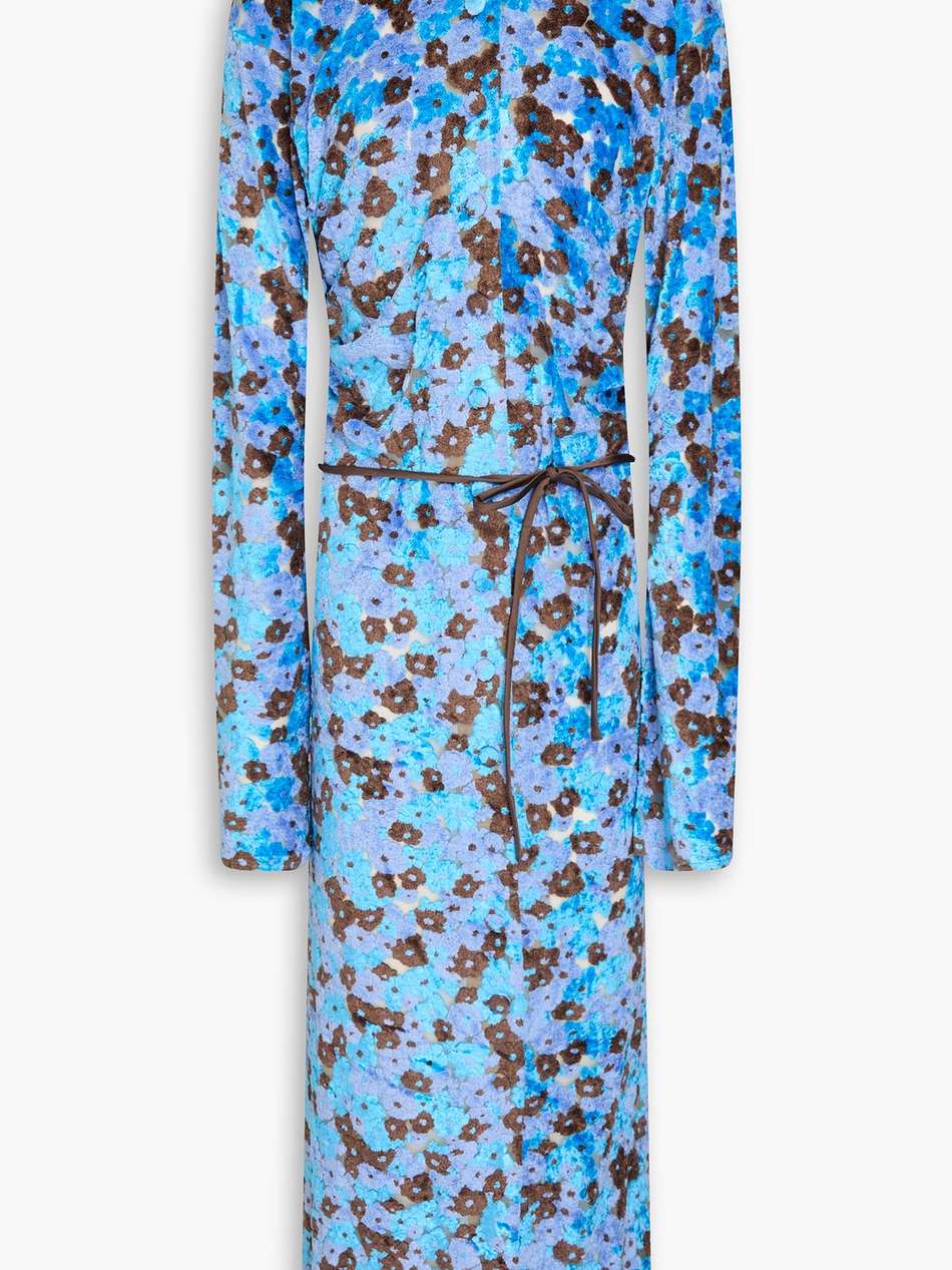 belted terry-jacquard maxi dress