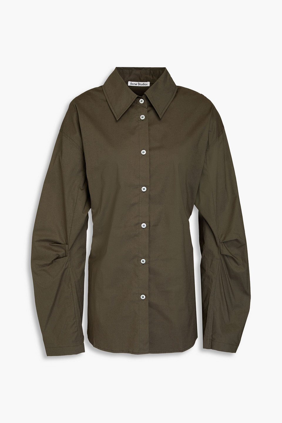 Acne Studios Cutout Stretch-cotton Poplin Shirt In Army Green
