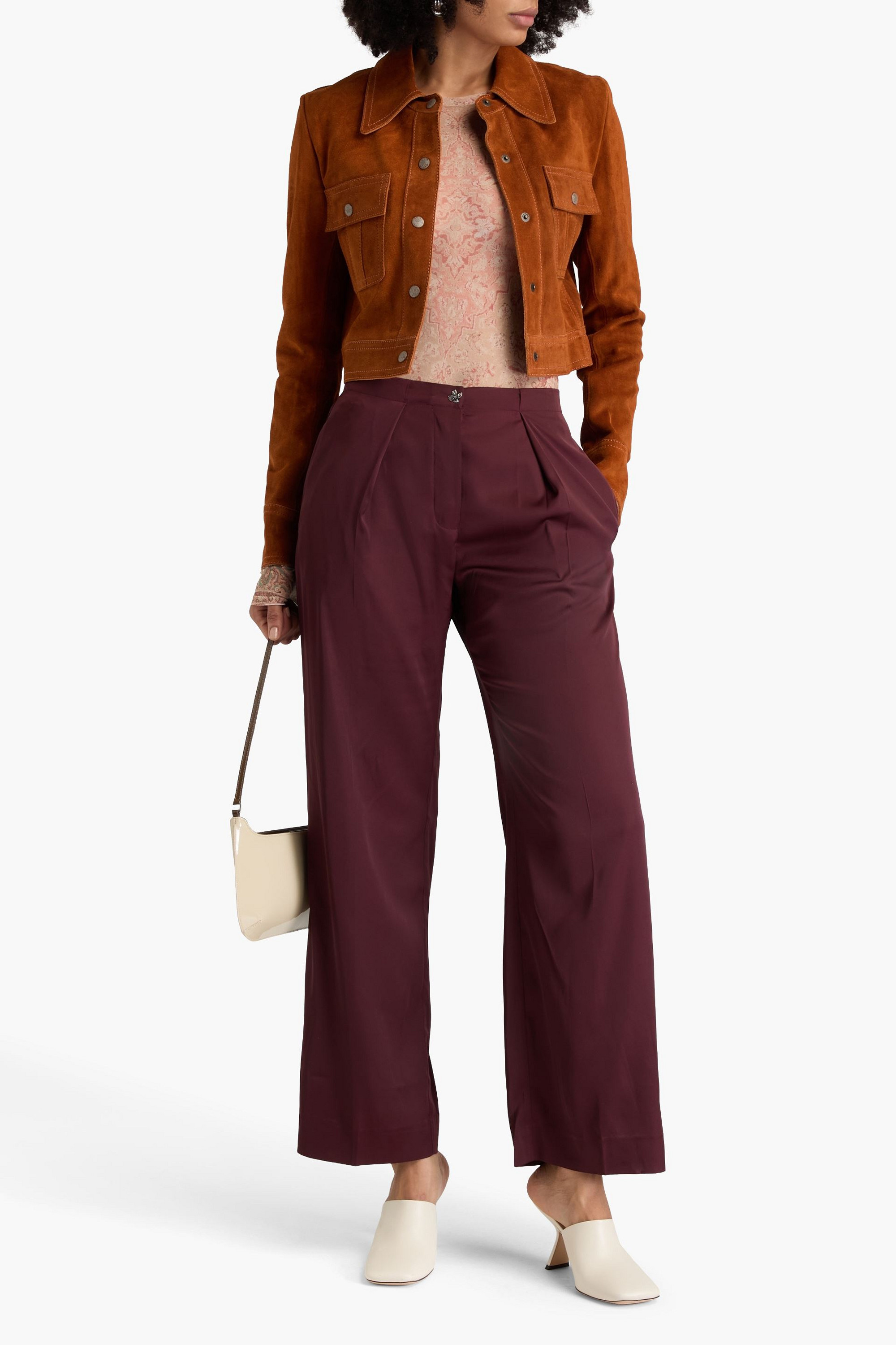Acne Studios Pleated satin wide-leg pants