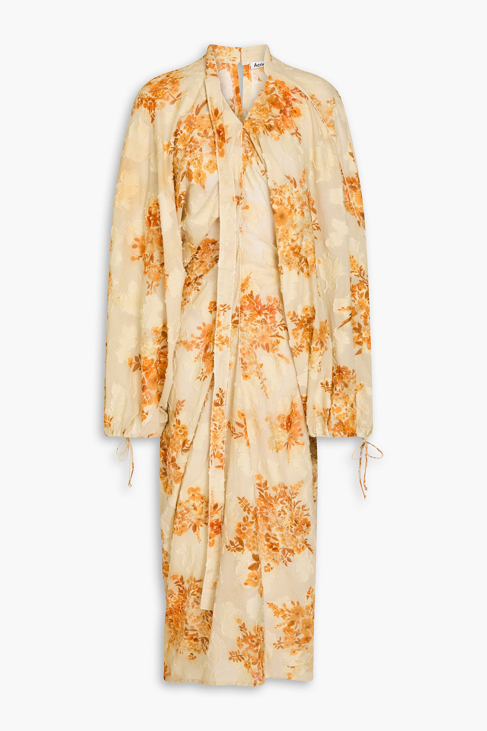 Acne Studios - Oversized floral-print cotton-voile midi dress - Neutral - DE 32