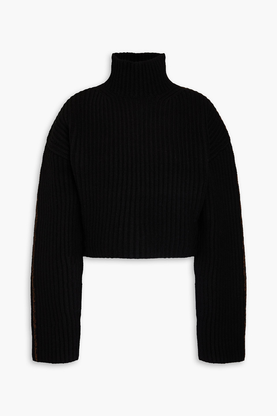 Cropped ribbed wool turtleneck sweater
