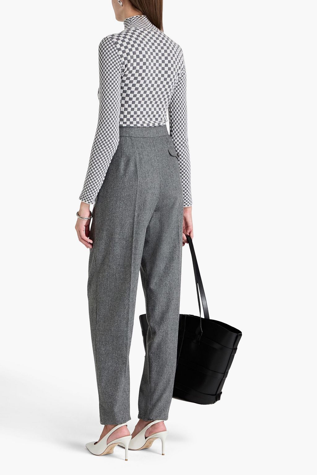 EMPORIO ARMANI Pleated wool-blend twill tapered pants