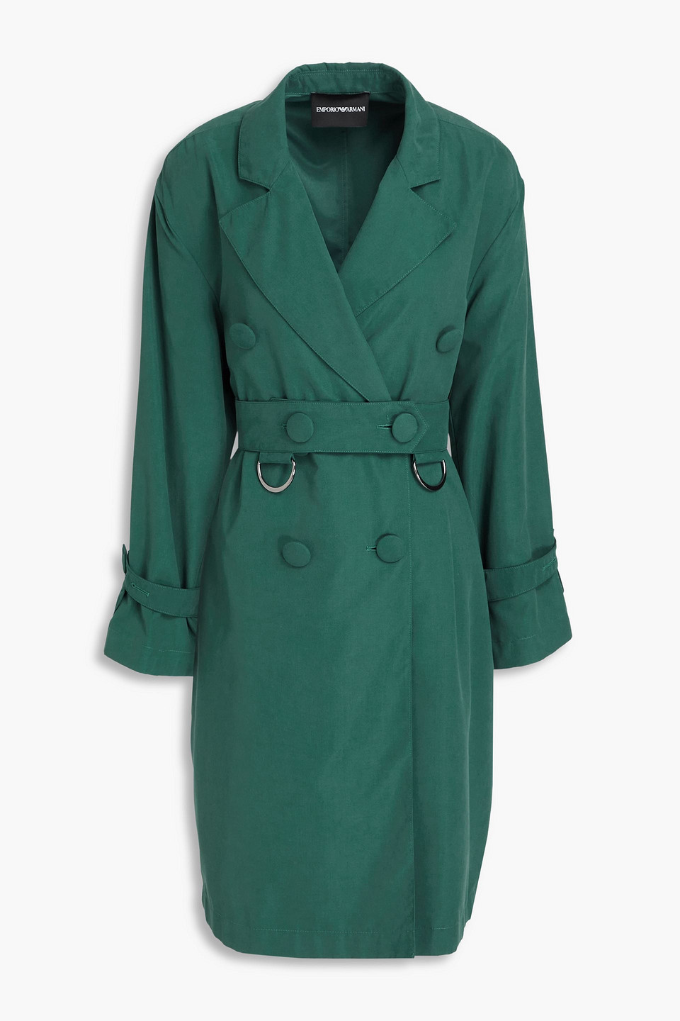 Emporio Armani Gabardine Trench Coat In Green