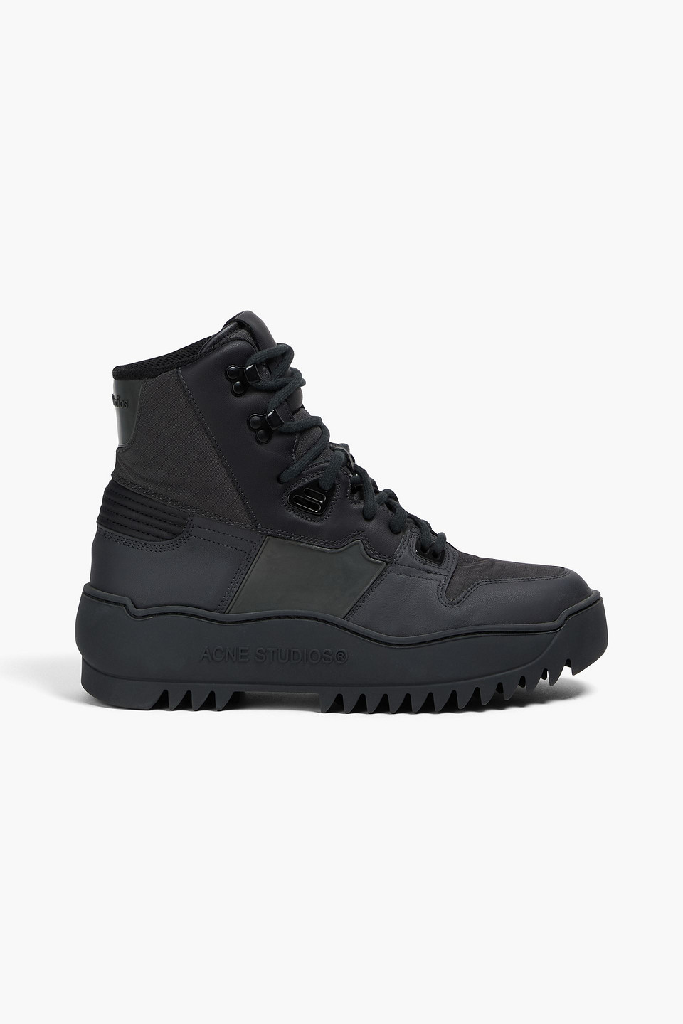 Acne Studios Ripstop, Leather And Rubber Hiking Boots In Black