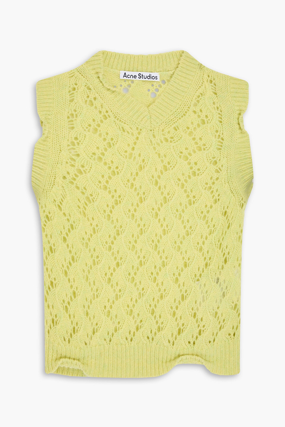 Acne Studios Cropped Pointelle-knit Wool Vest In Chartreuse
