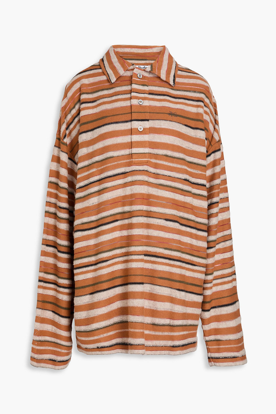 Acne Studios Oversized Striped Knitted Polo Shirt In Light Brown
