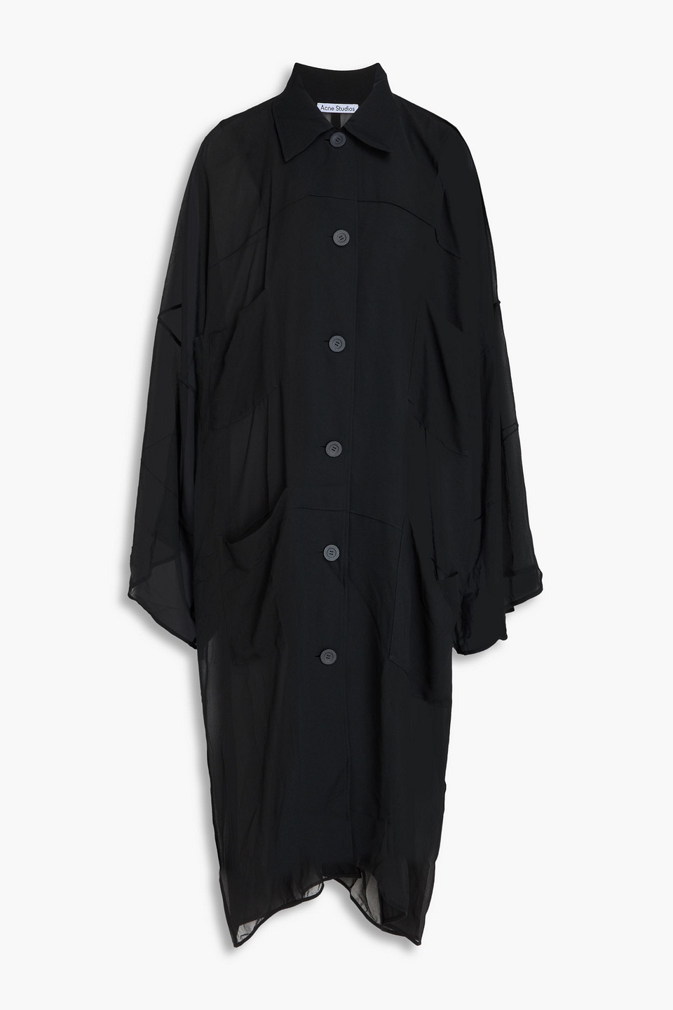 Acne Studios Oversized Crepe Midi Shirt Dress In Black