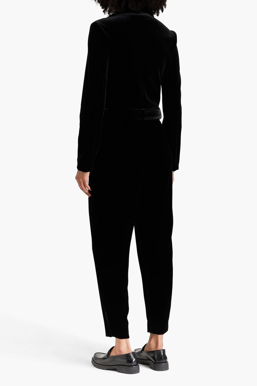 EMPORIO ARMANI 벨벳 테이퍼드 팬츠