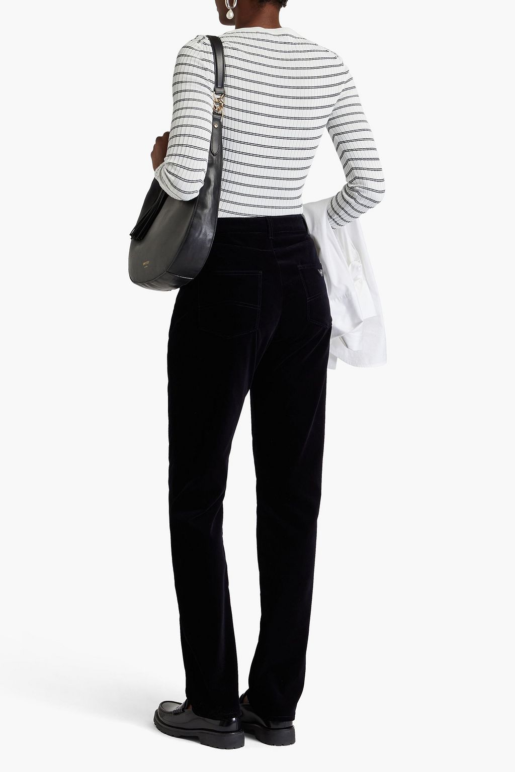 EMPORIO ARMANI コットンベルベット ストレートレッグパンツ