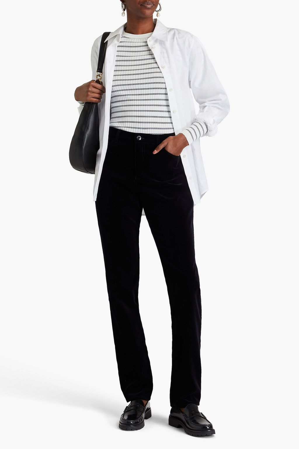 EMPORIO ARMANI コットンベルベット ストレートレッグパンツ