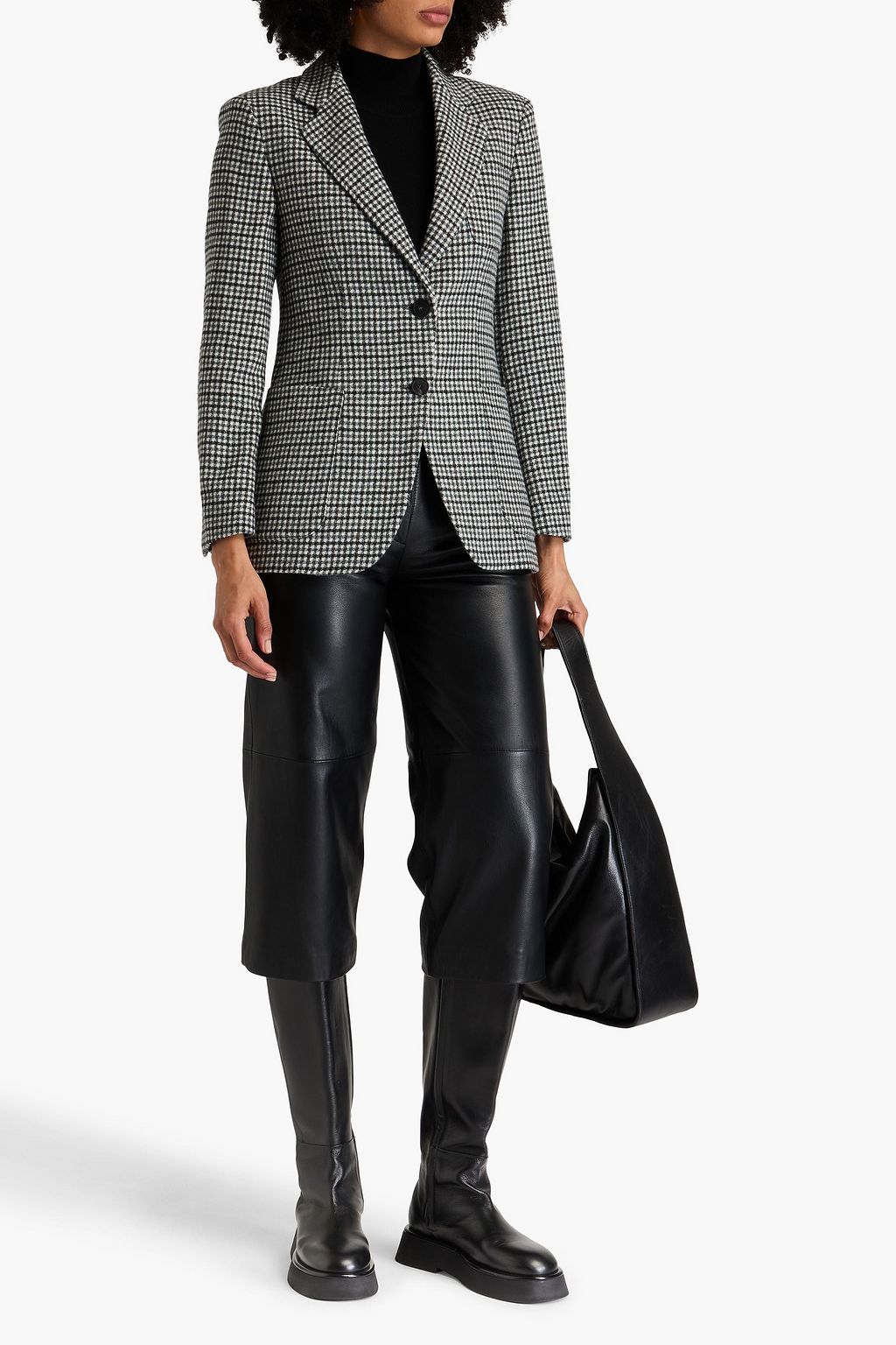 EMPORIO ARMANI Gingham wool-blend felt blazer