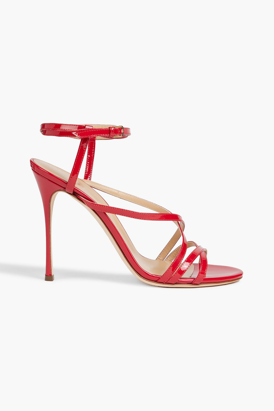 Sergio Rossi Bon Ton 105 Patent-leather Sandals In Red