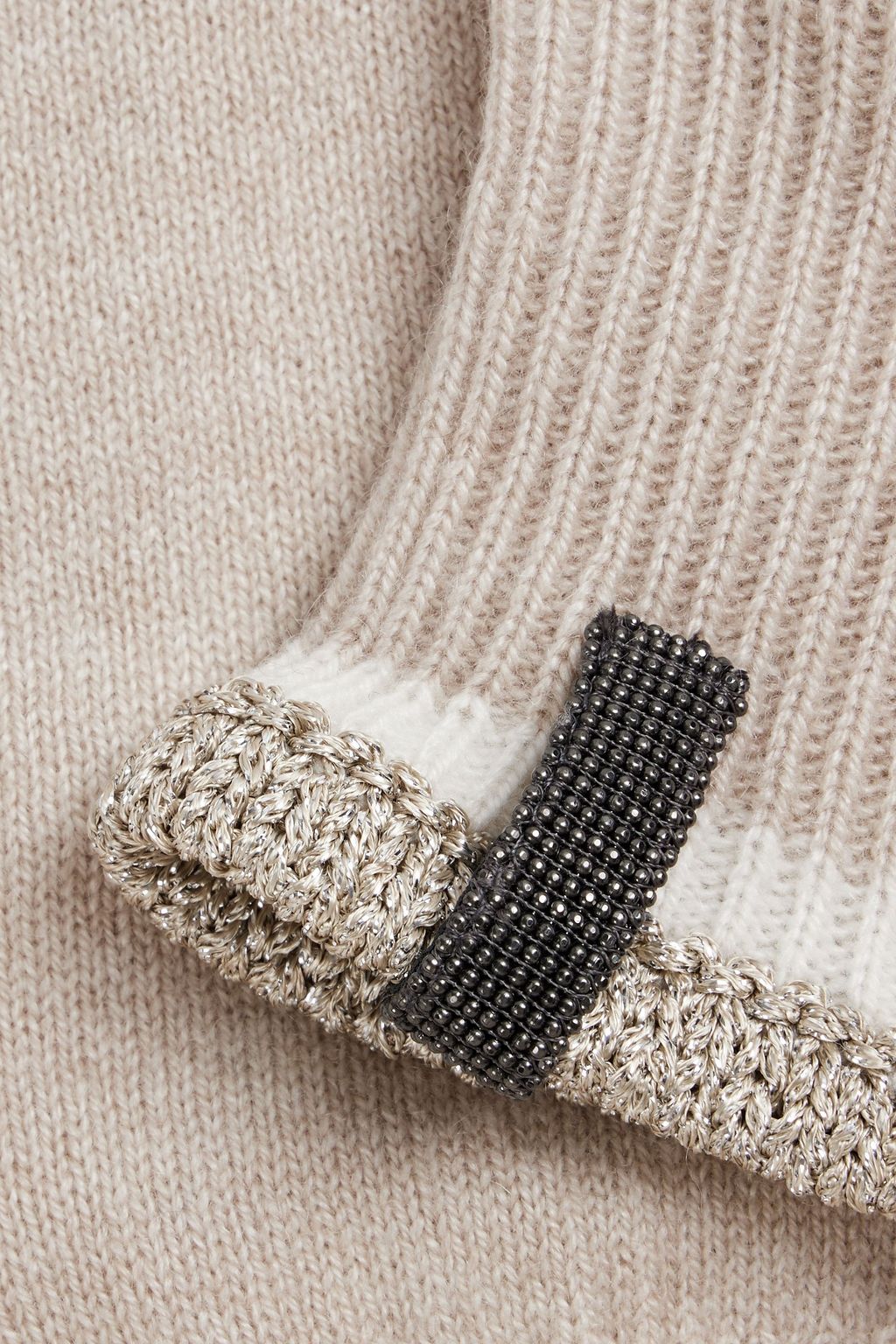 BRUNELLO CUCINELLI 비즈 장식 메탈릭 캐시미어 장갑