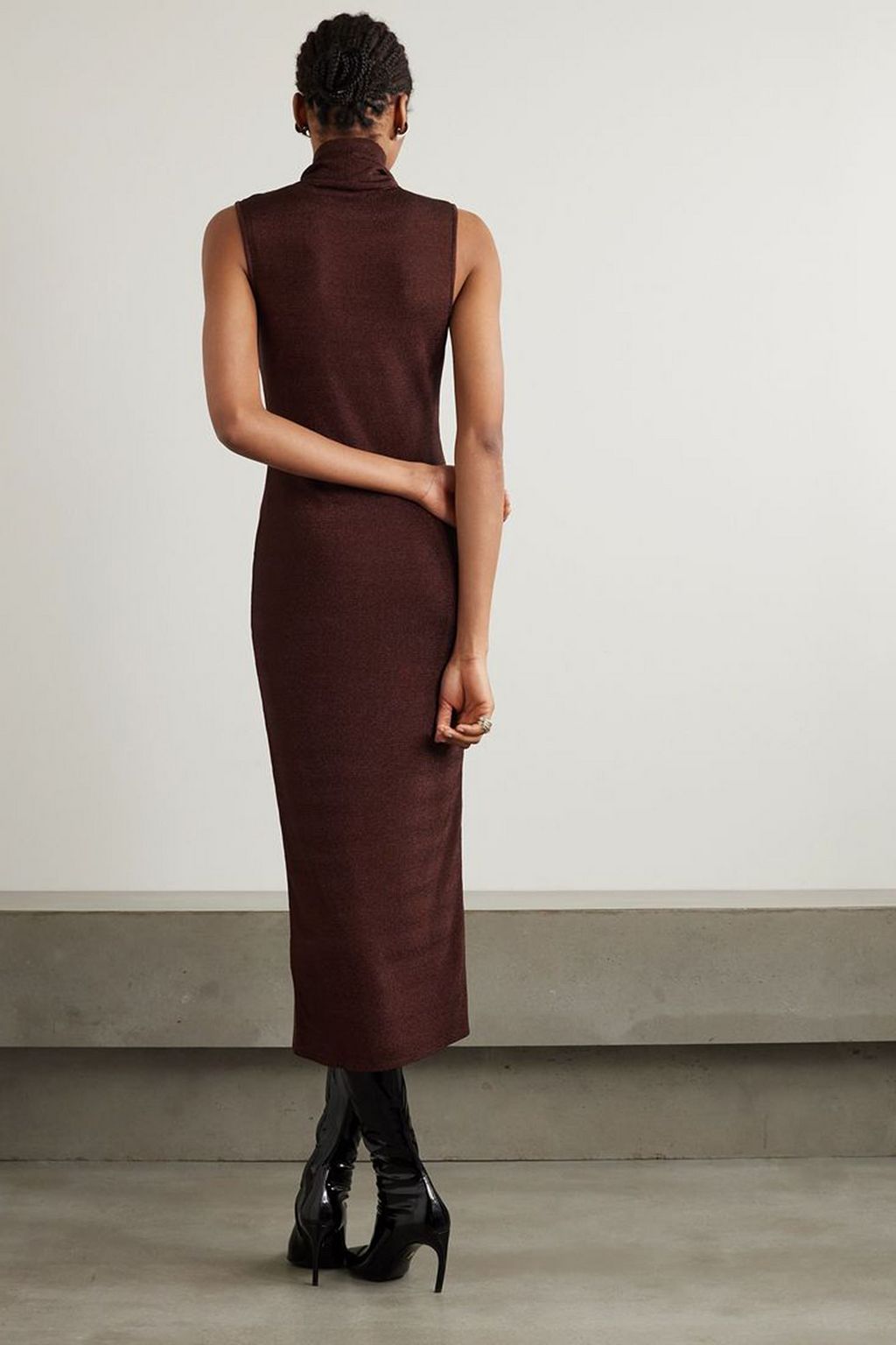 GAUGE81 Flora metallic jersey turtleneck midi dress
