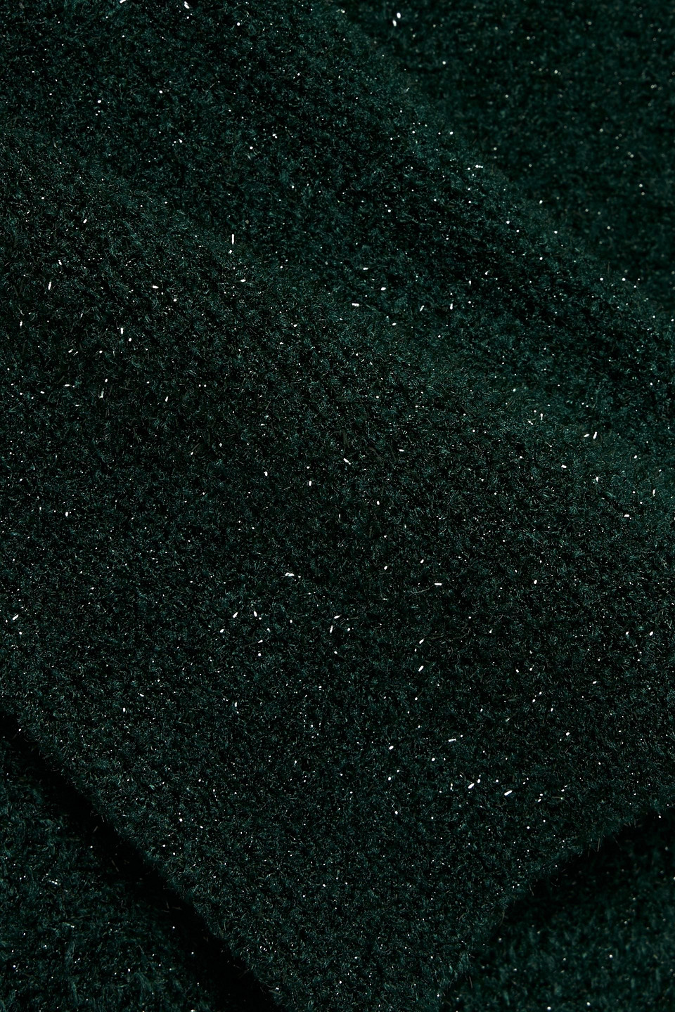 Shop Galvan Ribbed-knit And Tinsel Midi Dress In Emerald