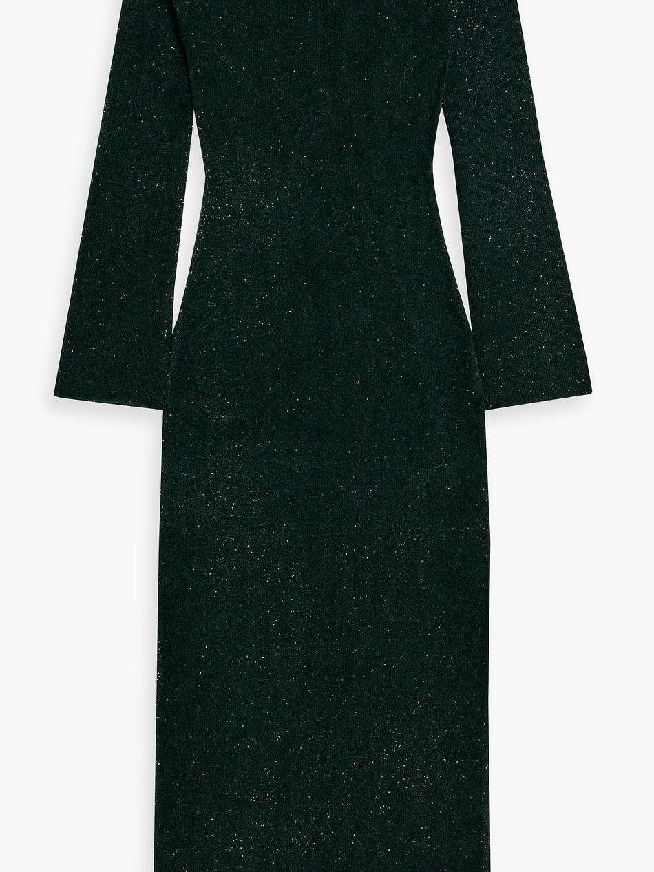 ribbed-knit and tinsel midi dress