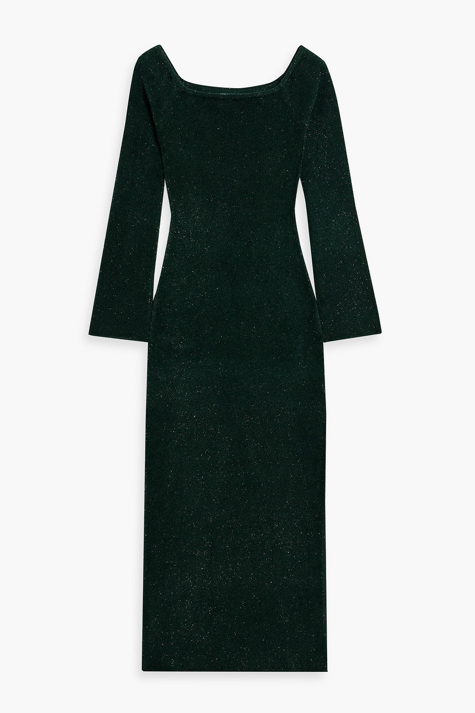 Galvan Ribbed-knit And Tinsel Midi Dress In Emerald