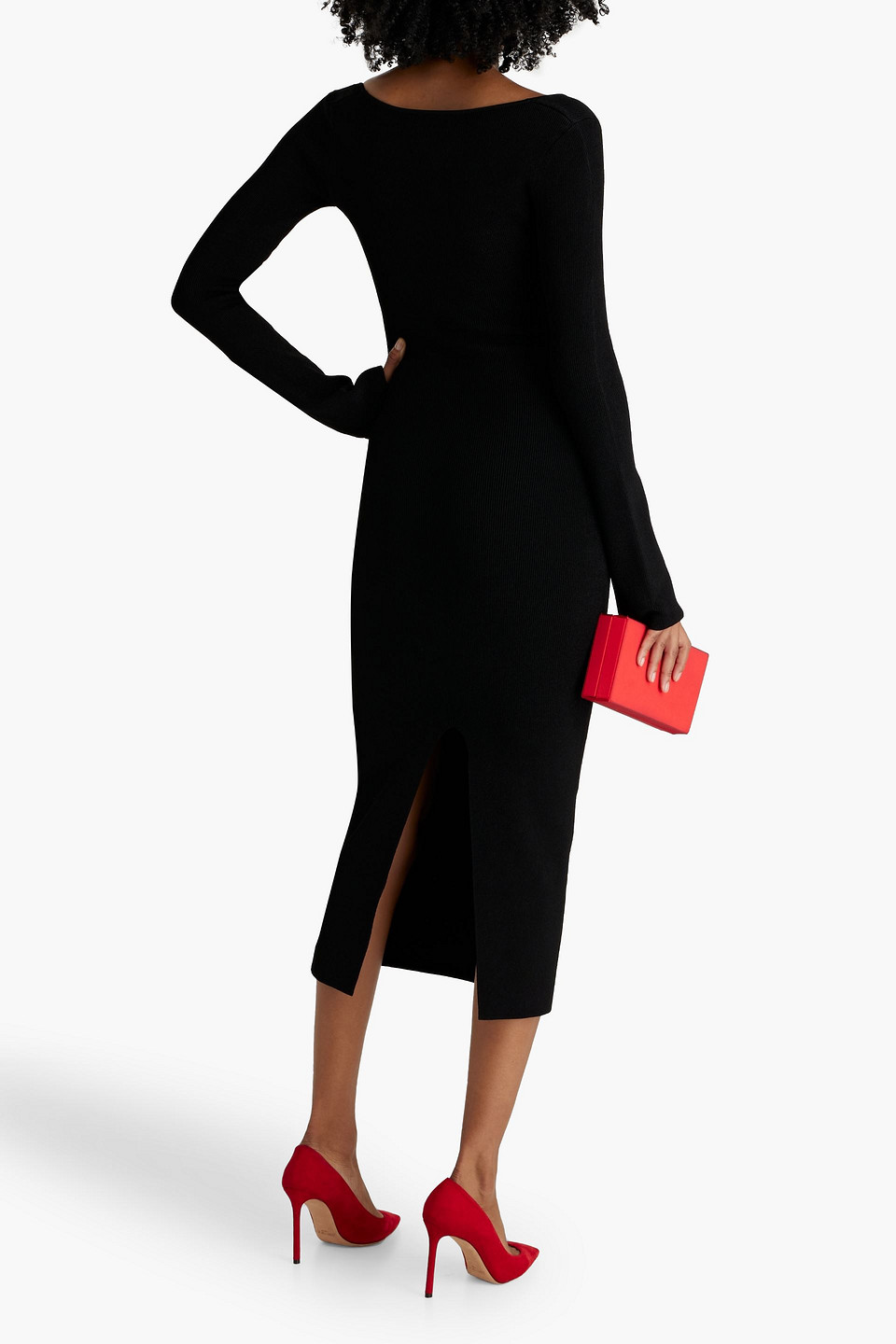  Galvan London - Midikleid Aus Rippstrick - Schwarz - L 