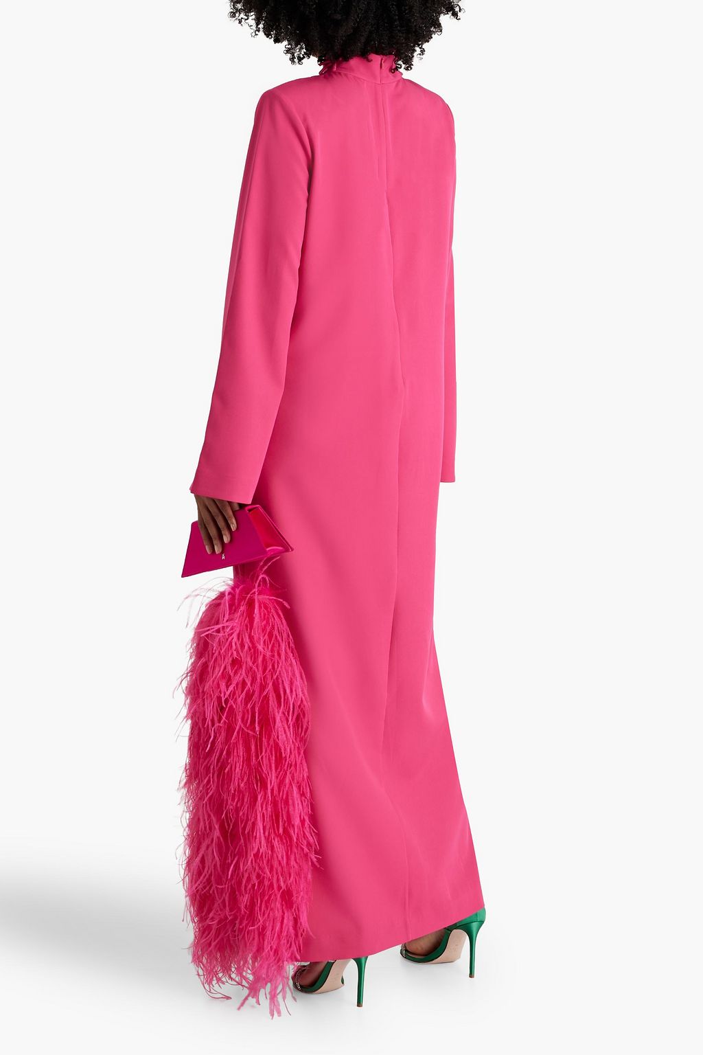 RACHEL GILBERT Samira feather-embellished  crepe gown