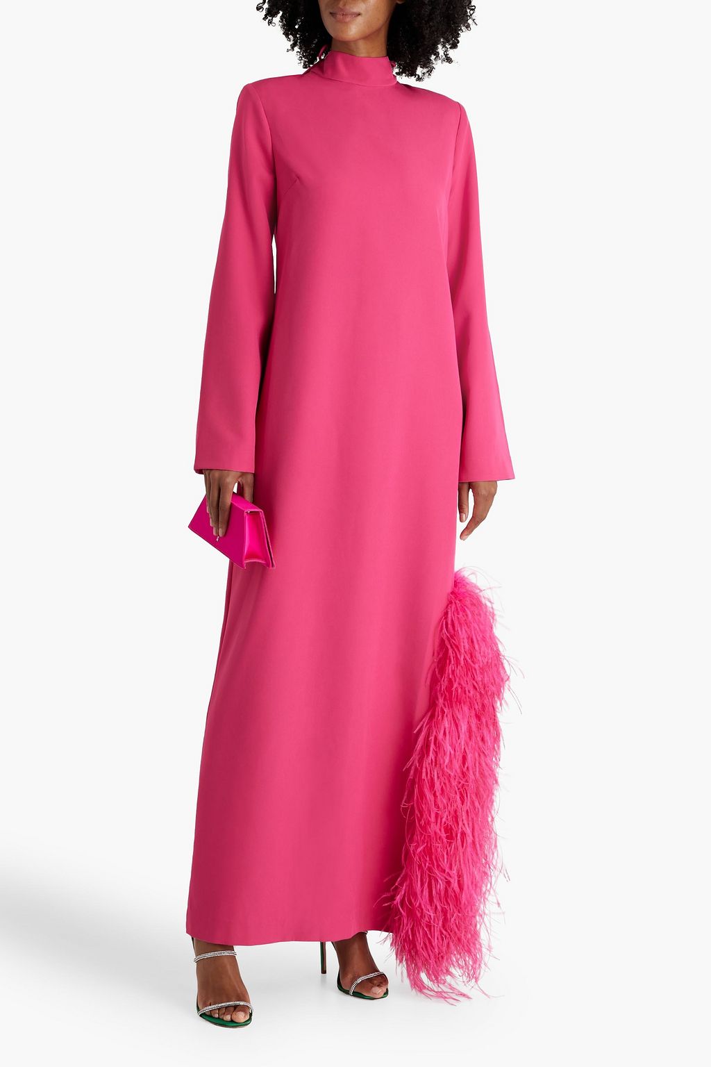 RACHEL GILBERT Samira feather-embellished  crepe gown