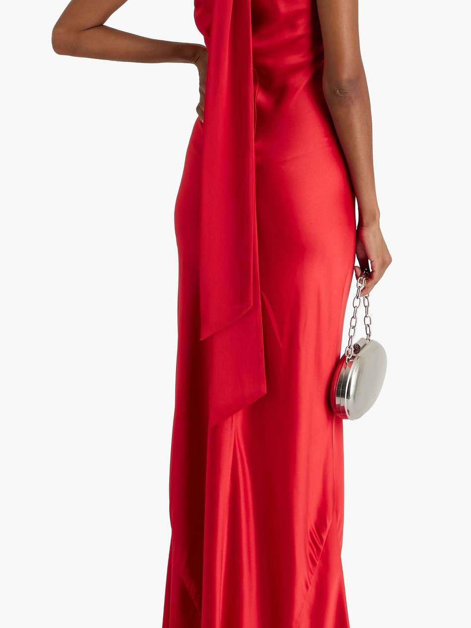 twist-front satin-crepe halterneck gown